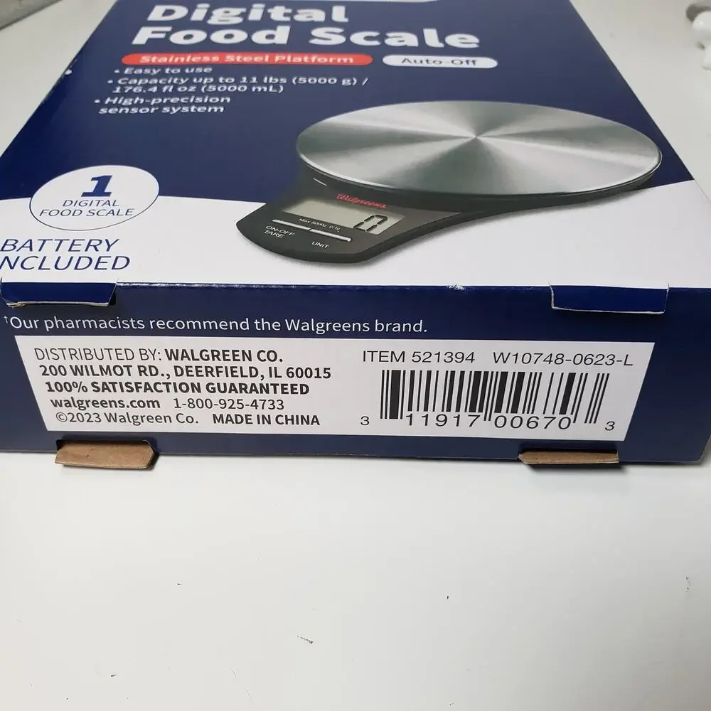 Walgreens Digital Food Scale Stainless Steel Counter Top Battery Operated New